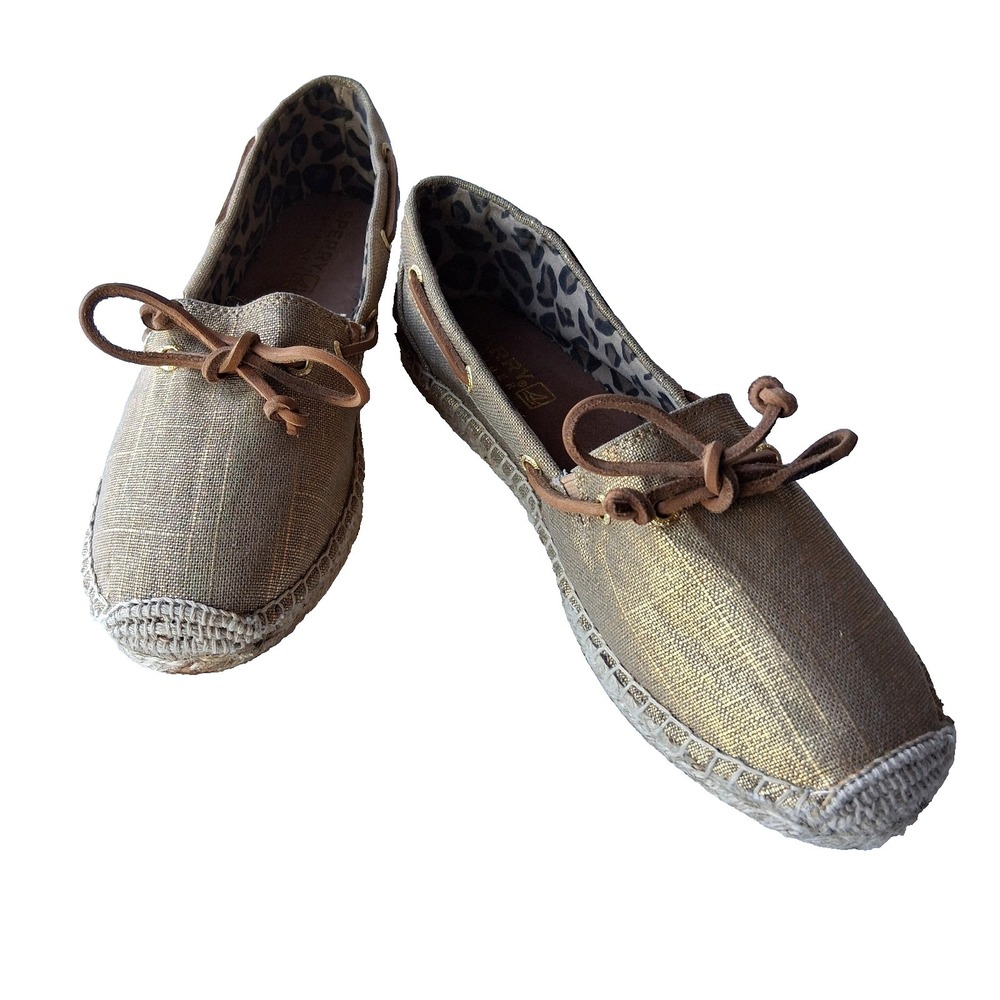 Sperry Metallic Gold Canvas Espadrille Loafers